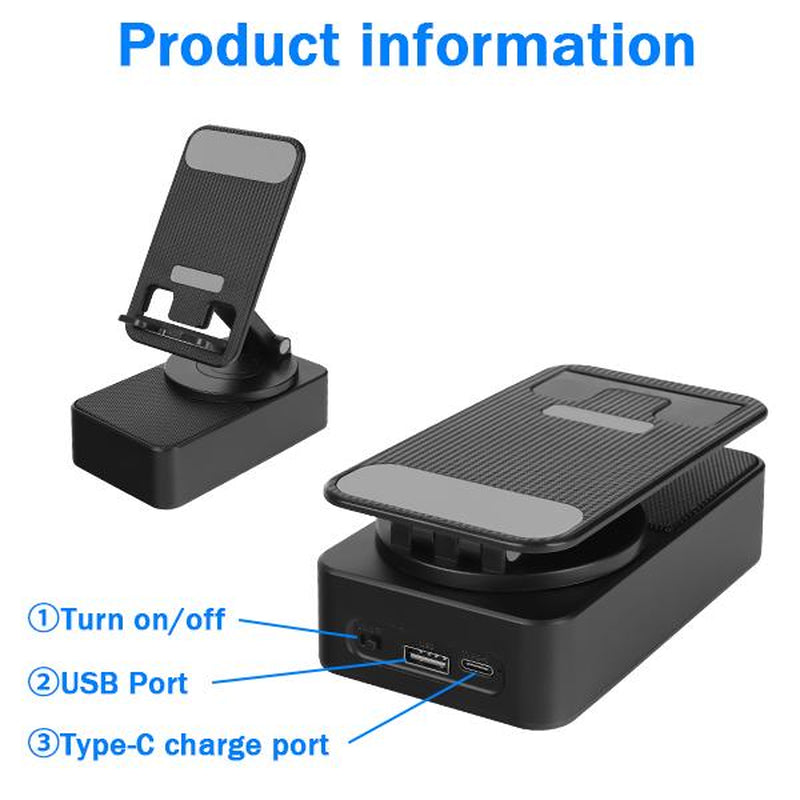 Wireless Induction/Bluetooth Speaker 3In1 Cellphone Holder with Colorful Ambient Light, Non-Slip Base, Portable & Gift-Ready Design (3000Mah) - Larger