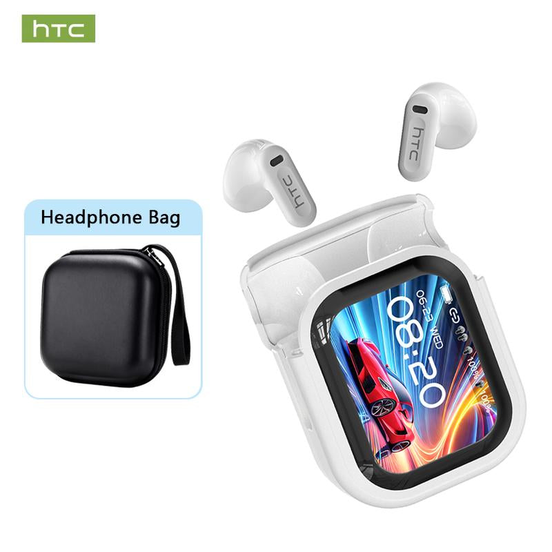 Htc AI Translation Wireless Earbuds,Translator 134 Languages Bluetooth Headphones,Lcd Full Color Display Screen Charging Case Ear Buds with MIC