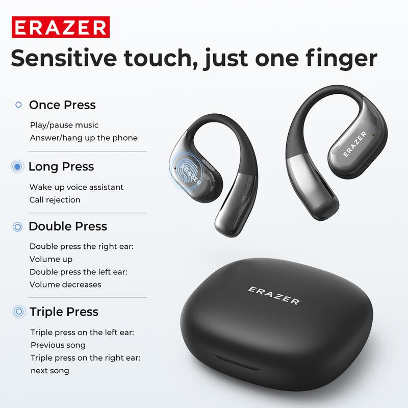 ERAZER X11 AI Translation Earbuds with APP Support 134 Languages Real Time Translate OWS Open-Ear Headphones Wireless Bluetooth 5.4 Earbuds with HD Mic Waterproof Earphones Gaming with Low Latency