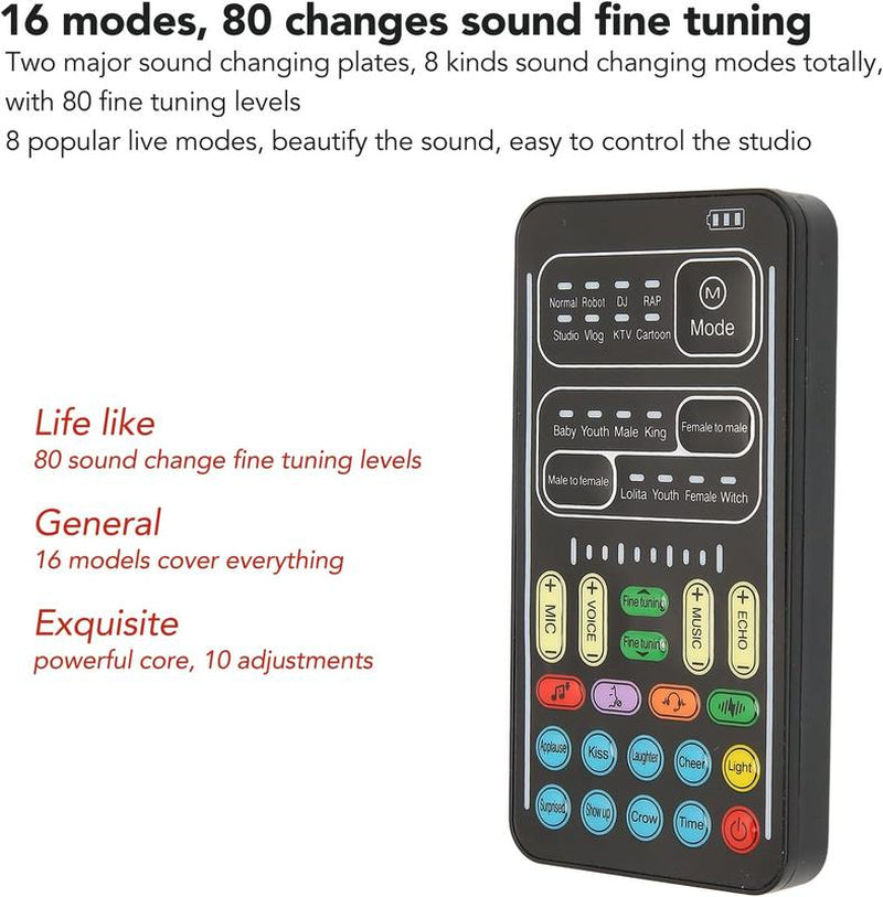 I9 Voice Changer Sound Card Portable Handheld Microphone Voice Changer