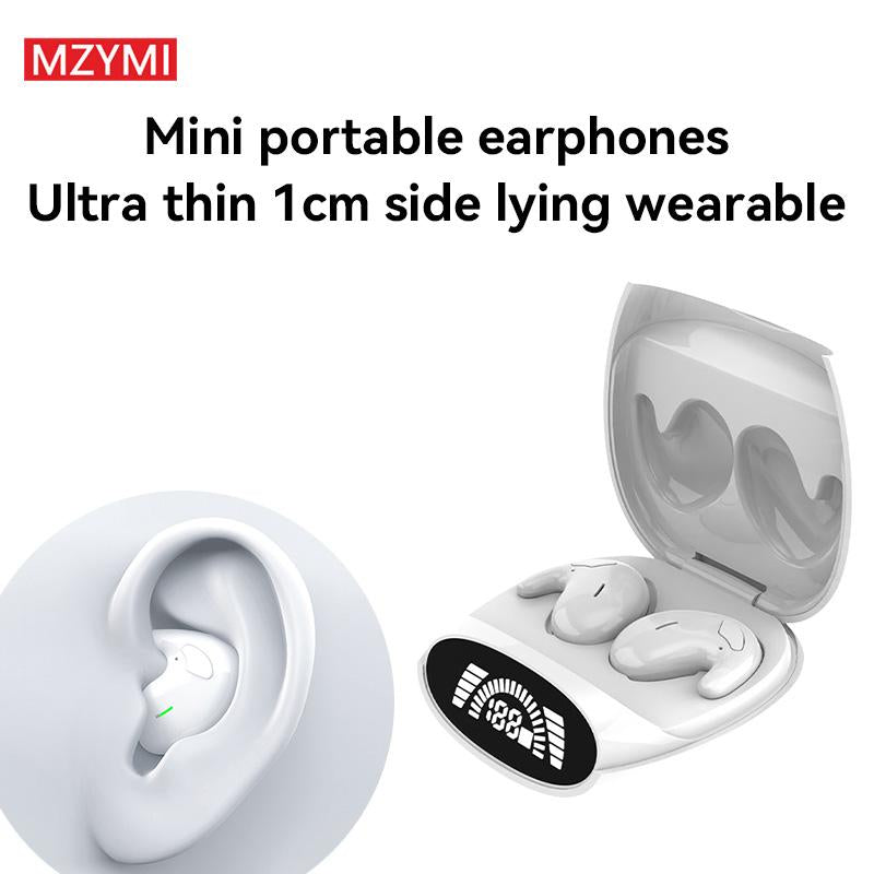 Wireless Sleep Headphones Noise Reduction Hifi Audio LED Digital Charging Silicone Workout Earbuds Mic Automatic Sports Earphones