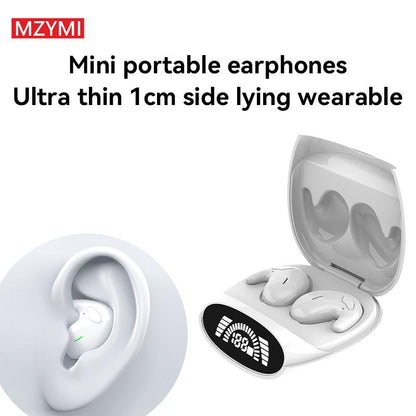 Wireless Sleep Headphones Noise Reduction Hifi Audio LED Digital Charging Silicone Workout Earbuds Mic Automatic Sports Earphones