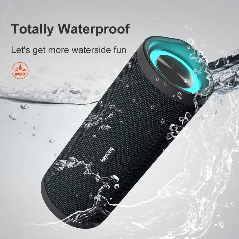 HEYSONG REVERB Waterproof Bluetooth Speaker, Portable Wireless Outdoor Speaker with Stereo Sound, IPX7 Speaker for Pool, Shower, Audio Playback on Smartphones, Beach Accessories, Gifts for Men and Women