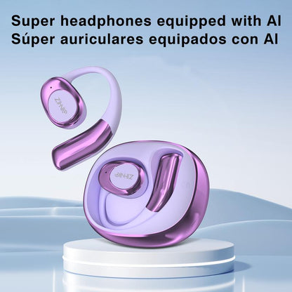 ZIHNIC S09 AI Translation Earbuds Bluetooth 5.0 Wireless Open-Ear Headphones 138 Languages Support HIFI Sound Quality Chargeable Electronic Audio Headset Chargeable Electronic Audio Headset Pink