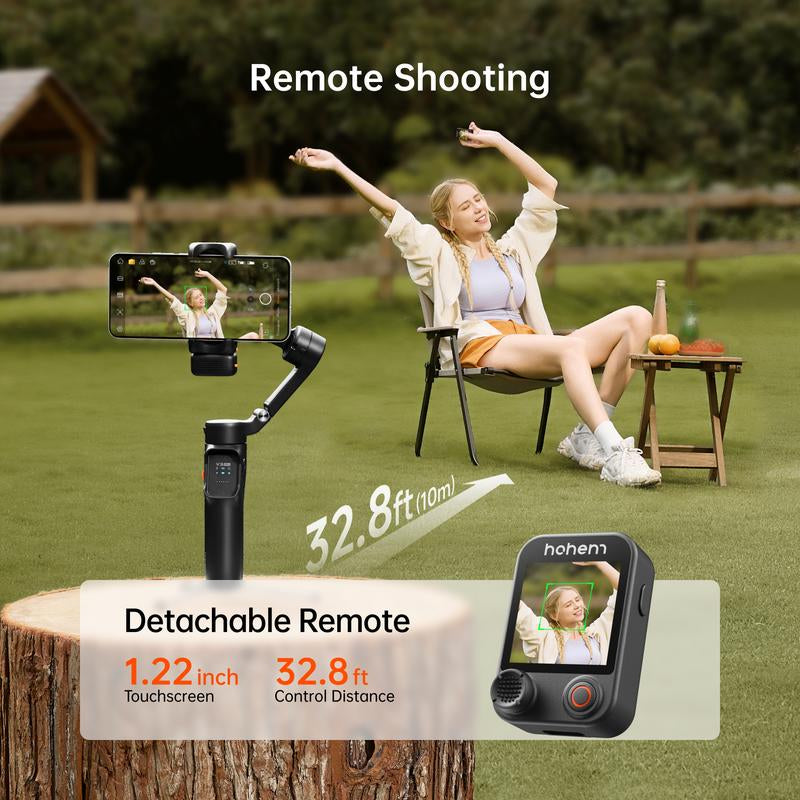 Hohem Isteady V3 Ultra NEW Gimbal,Detachable Touchscreen Remote,Advanced AI Tracking with Any App,360° Infinite Pan Tracking,Select People&Obeject on Touchscreen to Track,3-Color Fill Light,3-Axis Stabilization