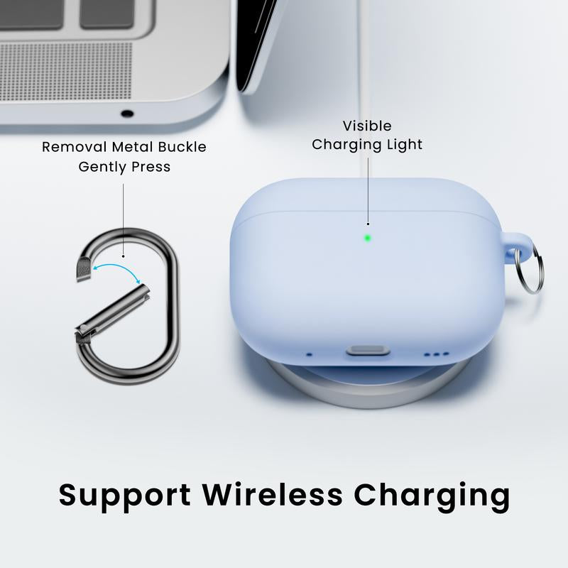 ORNARTO for Airpods Pro 2Nd/1St Generation Case with Cleaner Pen, Eartips Cover, Full Protective Soft Silicone for Airpods Pro Case 2022/2019 with Keychain, Front LED Visible Skin Cover