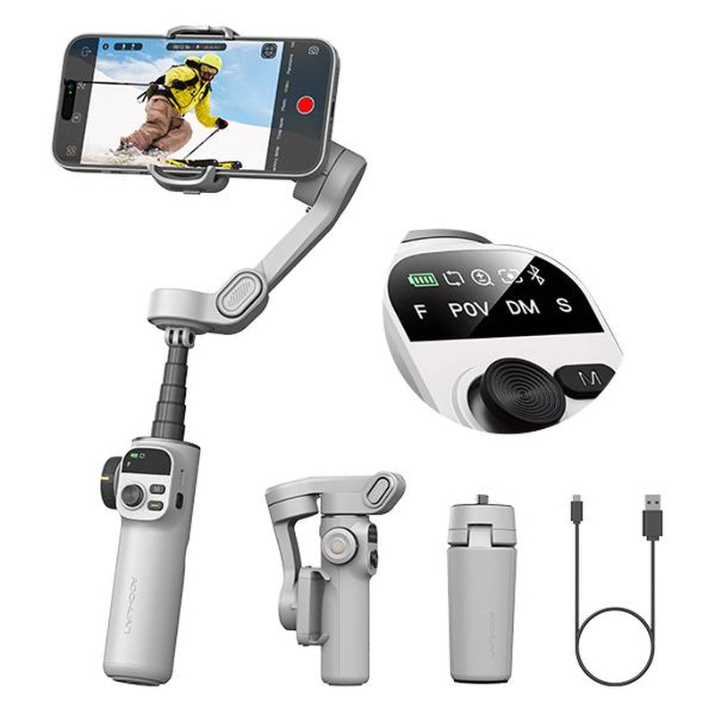 AOCHUAN Gimbal Stabilizer for Iphone, 3-Axis Smartphone Gimbal Built in 7.8' Extension Rod, Portable Gimbal Stabilizer W/Oled Display for Iphone/Android, Perfect for Tiktok Youtube Vlogging-Smart X2-2
