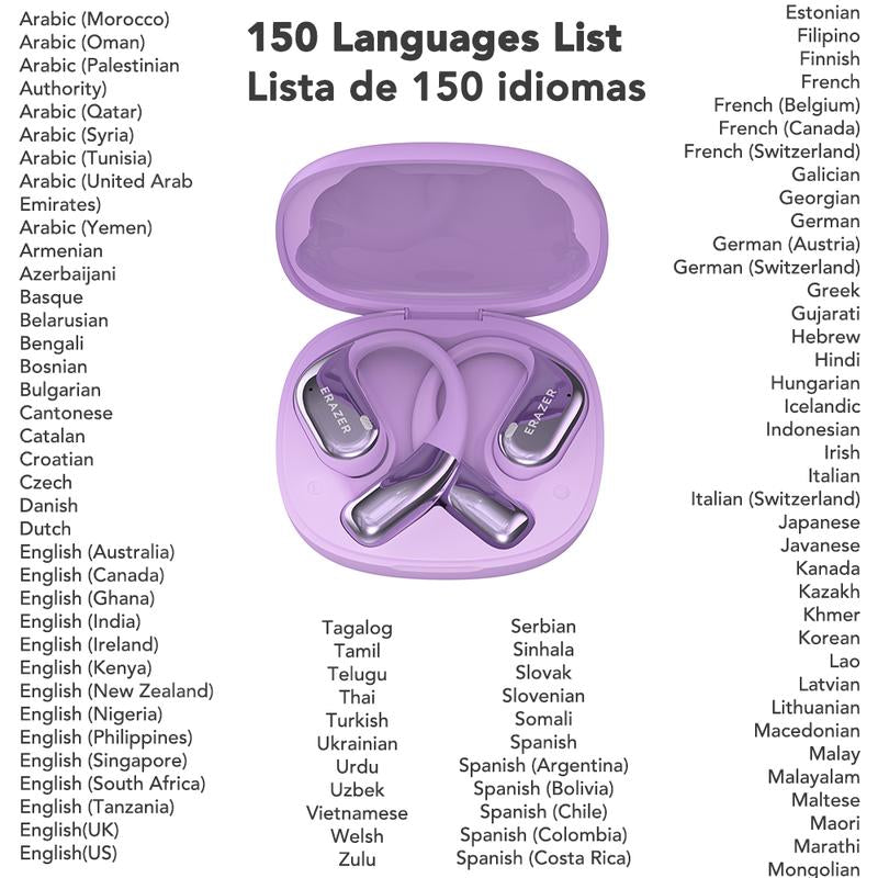 ERAZER X11 AI Translation Earbuds with APP Support 134 Languages Real Time Translate OWS Open-Ear Headphones Wireless Bluetooth 5.4 Earbuds with HD Mic Waterproof Earphones Gaming with Low Latency