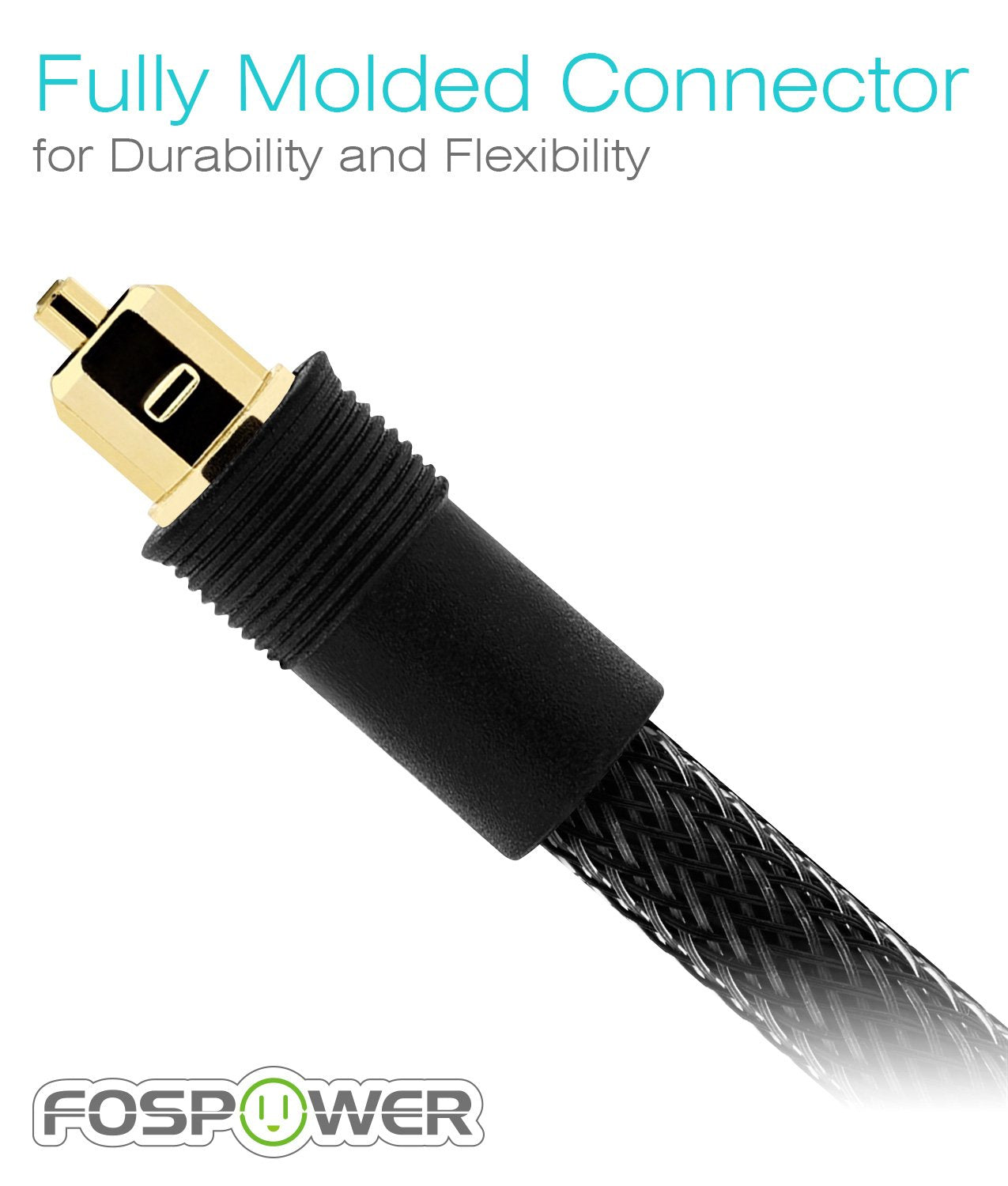 24K Gold Plated Toslink Digital Fiber Optical Audio Cable (S/PDIF) - [Zero RFI & EMI Interference] Metal Connectors & Ultra Durable Nylon Braided Jacket (50Ft)