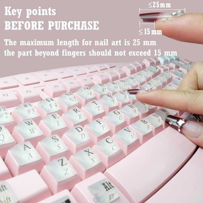 80 Pcs Self-Adhesive PC Keyboard Keys for Long Nails Typing and Gaming, ​​Anti-Damage Symbolic and Alphanumeric Keys for Nail-Art