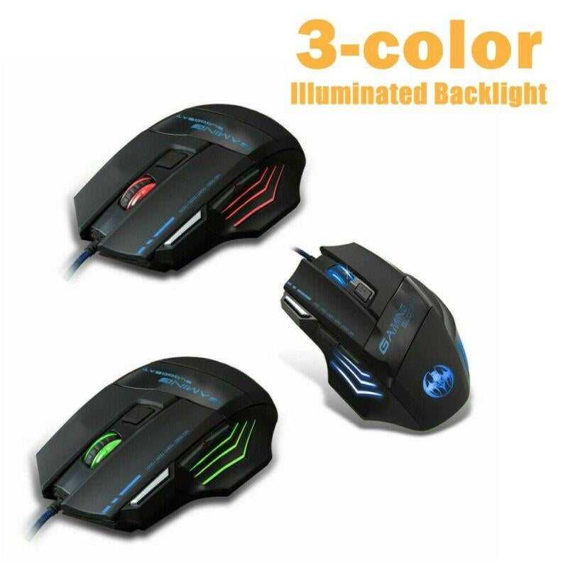 RGB Gaming Mechanical Keyboard + Mouse Set, Wired Membrane Keys Led Backlit 3 Colors