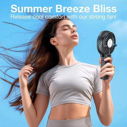 Portable Handheld Fan, Powerful+Durable+4000Mah+180° Foldable, Mini Table Fans with USB Rechargeable Battery Operated Cooling Accessories for Personal Use, Travel, Office Black