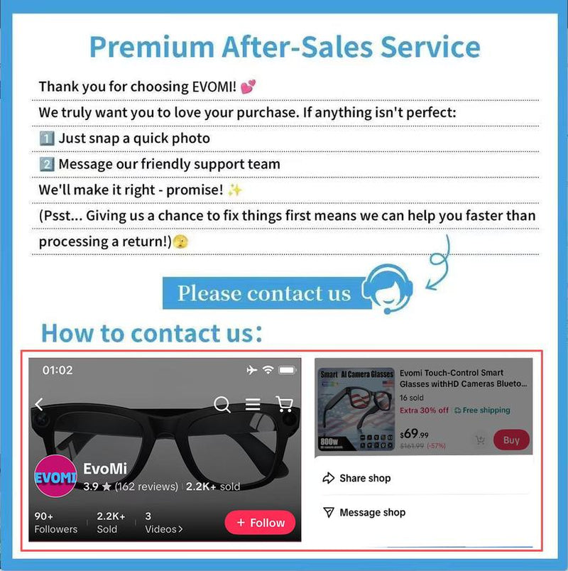 Evomi Touch-Control Bluetooth Smart Glasses Camera Withhd Cameras Bluetooth Voice Communicationlightweight Design Dual Interchangeablelenses Day Night Switch Surround Soundspeakers Device Wearable Bluetooth Glasses Black