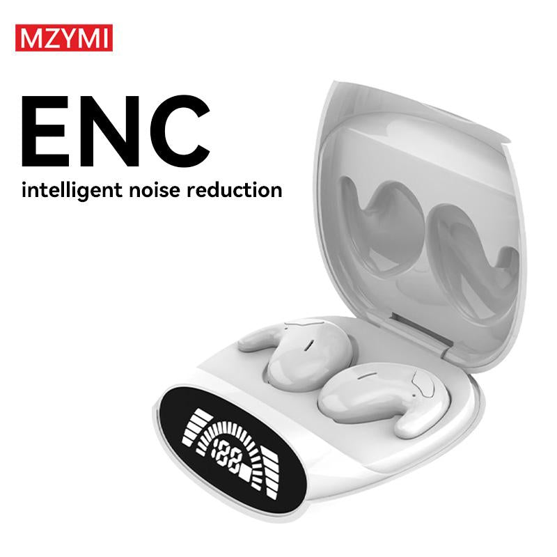 Wireless Sleep Headphones Noise Reduction Hifi Audio LED Digital Charging Silicone Workout Earbuds Mic Automatic Sports Earphones