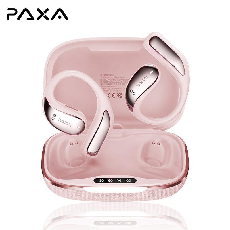 PAXA Vogbuds 5 Pro OWS Smart Voice Assistant Headset, Dynamic Stereo Sound Earbuds with ENC Call Noise Canceling Mic, Digital Battery Display