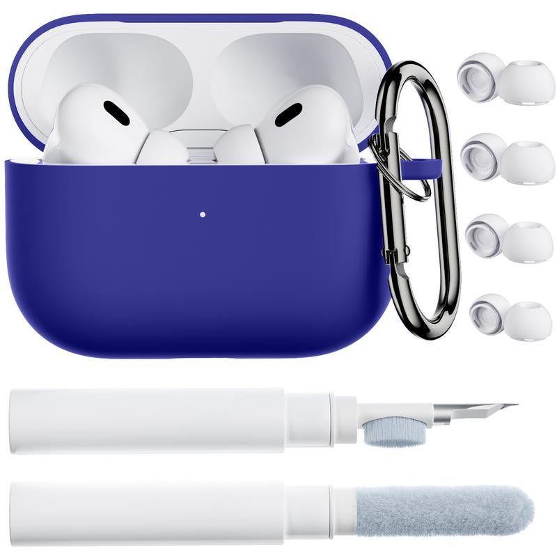 ORNARTO for Airpods Pro 2Nd/1St Generation Case with Cleaner Pen, Eartips Cover, Full Protective Soft Silicone for Airpods Pro Case 2022/2019 with Keychain, Front LED Visible Skin Cover