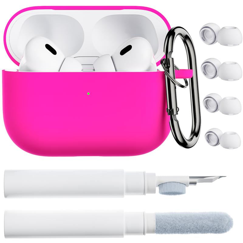ORNARTO for Airpods Pro 2Nd/1St Generation Case with Cleaner Pen, Eartips Cover, Full Protective Soft Silicone for Airpods Pro Case 2022/2019 with Keychain, Front LED Visible Skin Cover
