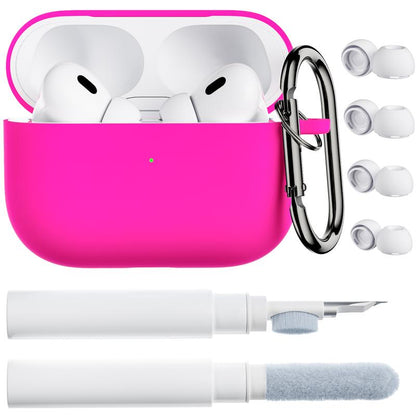 ORNARTO for Airpods Pro 2Nd/1St Generation Case with Cleaner Pen, Eartips Cover, Full Protective Soft Silicone for Airpods Pro Case 2022/2019 with Keychain, Front LED Visible Skin Cover