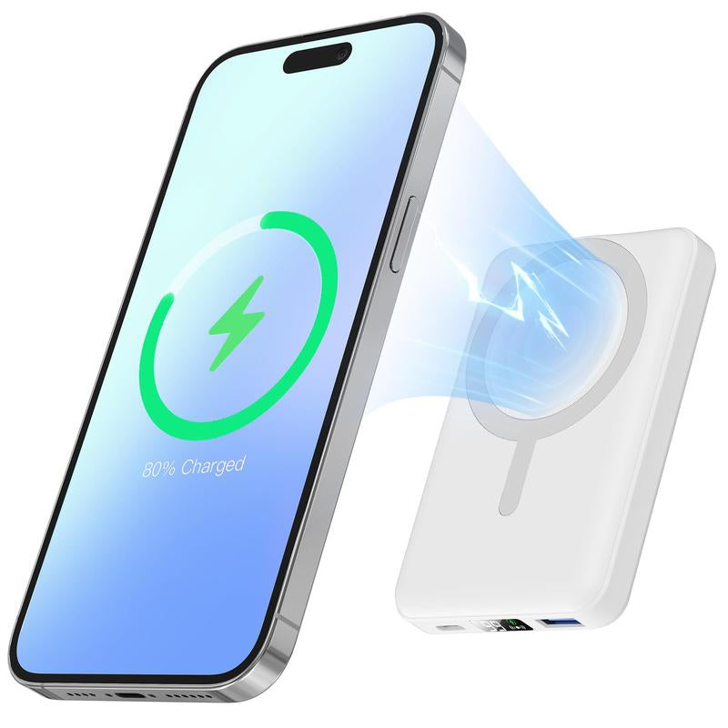 Podoru Magnetic Power Bank, 10000Mah for Magsafe Portable Battery Pack Fast Wireless Mobile Charger and USB-C Cable, for Iphone 16/15/14/13/12 Series