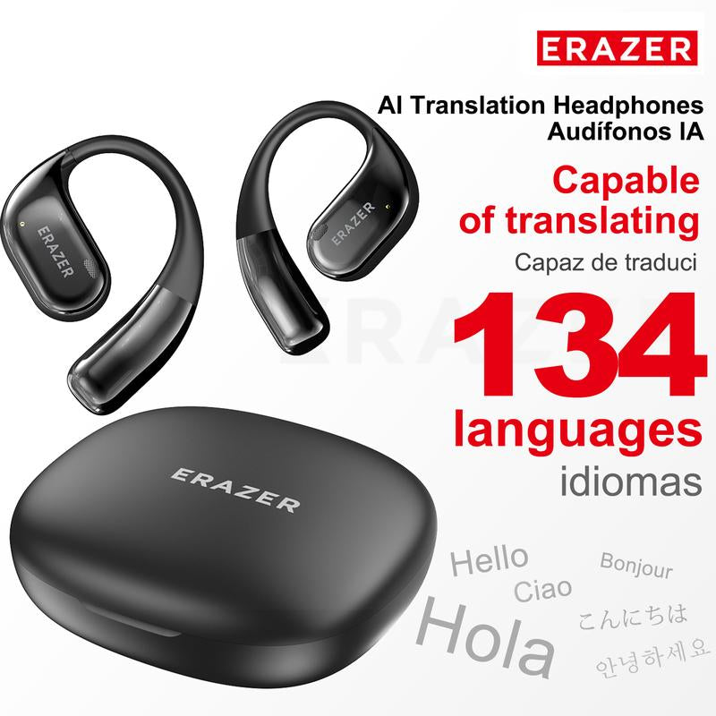 ERAZER X11 AI Translation Earbuds with APP Support 134 Languages Real Time Translate OWS Open-Ear Headphones Wireless Bluetooth 5.4 Earbuds with HD Mic Waterproof Earphones Gaming with Low Latency
