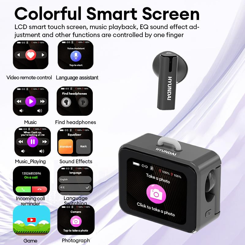 HYUNDAI C19 Multifunctional In-Ear Wireless Headphones with 2025 Bluetooth 6.0, LED Smart Screen, Find Earphones Anti-Loss Function, Hi-Fi Sound,Audio Earbuds for Music & Calls,Ideal Gift for Men & Women