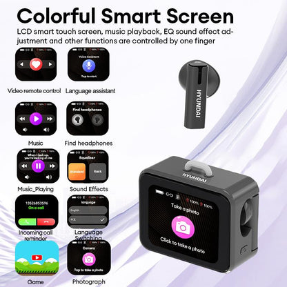 HYUNDAI C19 Multifunctional In-Ear Wireless Headphones with 2025 Bluetooth 6.0, LED Smart Screen, Find Earphones Anti-Loss Function, Hi-Fi Sound,Audio Earbuds for Music & Calls,Ideal Gift for Men & Women