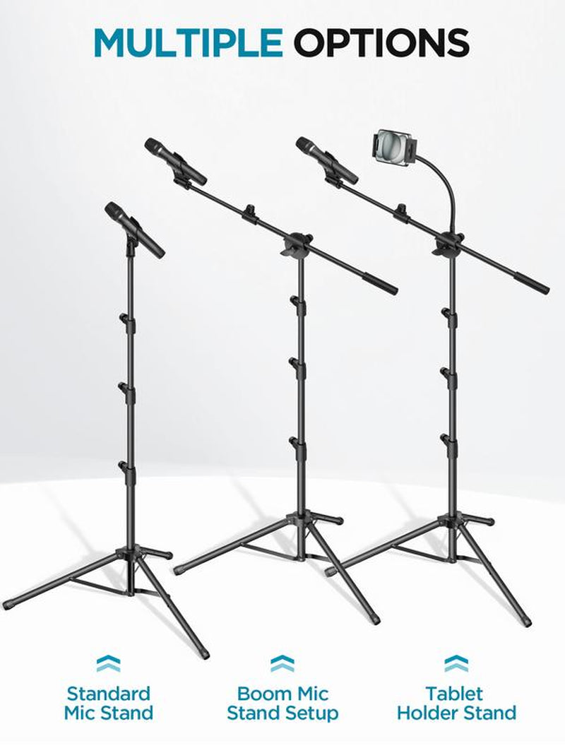Innogear Mic Stand, 6 in 1 Microphone Stand Floor with Tablet Phone Holder Height Adjustable from 30" to 72" Mic Stand Tripod Boom Arm with Gooseneck Carrying Bag for Singing Karaoke Stage