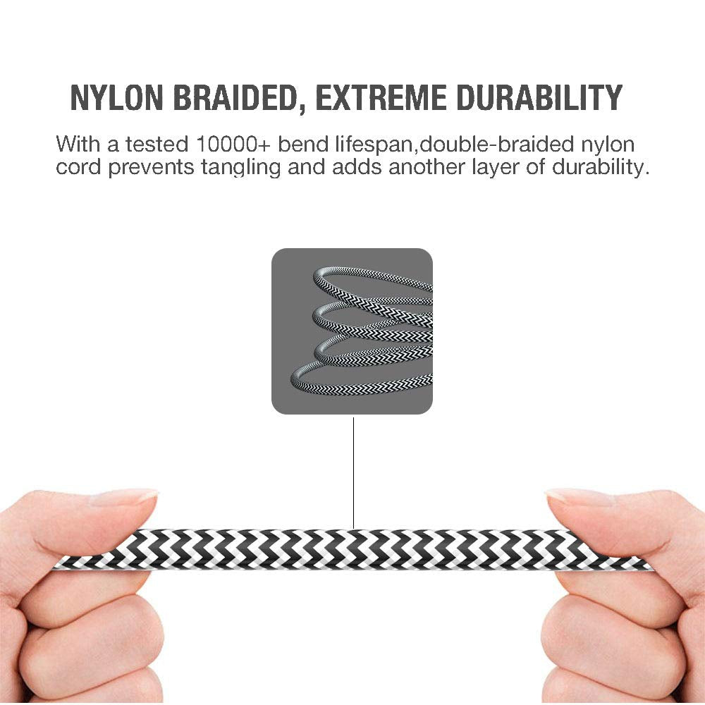 3.5Mm Stereo Audio Cable Extension Male to Male Nylon Braided 10Ft/3M Tangle-Free AUX Cable for Headphones, Ipods, Iphones, Ipads, Home/Car Stereos and More (Black)