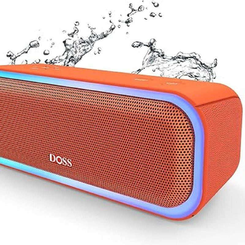 DOSS Soundbox Pro Bluetooth Speaker with 20W Stereo Sound Active Extra Bass IPX6 Waterproof TWS Multi-Colors Lights Audio Party Smartphone Speaker Protection Charging Button-Outdoorfun
