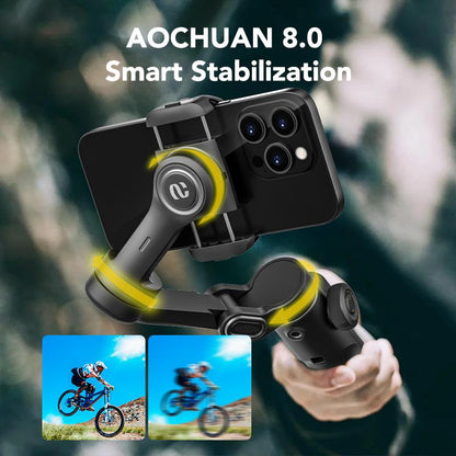 AOCHUAN Gimbal Stabilizer for Iphone, 3-Axis Smartphone Gimbal Built in 7.8' Extension Rod, Portable Gimbal Stabilizer W/Oled Display for Iphone/Android, Perfect for Tiktok Youtube Vlogging-Smart X2-2
