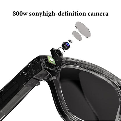 Evomi Touch-Control Bluetooth Smart Glasses Camera Withhd Cameras Bluetooth Voice Communicationlightweight Design Dual Interchangeablelenses Day Night Switch Surround Soundspeakers Device Wearable Bluetooth Glasses Black