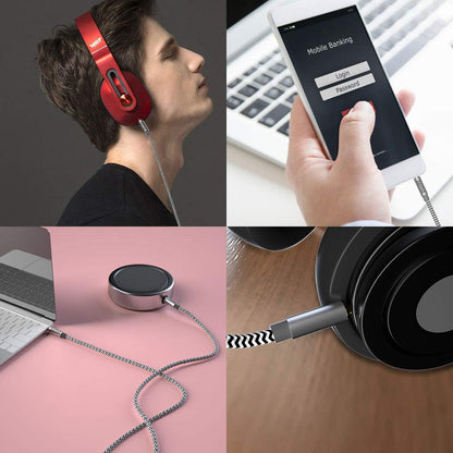 3.5Mm Stereo Audio Cable Extension Male to Male Nylon Braided 10Ft/3M Tangle-Free AUX Cable for Headphones, Ipods, Iphones, Ipads, Home/Car Stereos and More (Black)