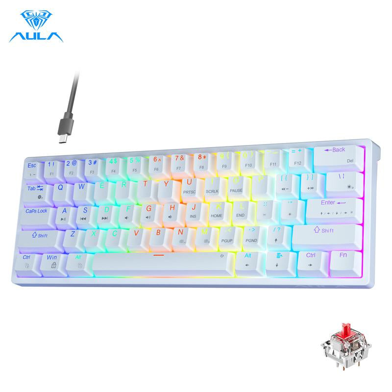 AULA F3261 60 Percent Wired Blue Switch Mechanical Gaming Keyboard, 29 RGB Backlight, Hot Swappable, Mini Small Compact, Office Gaming Rainbow Backlit, Budget Cheap Keyboard Computer PC Accessories College School Supplies Back to School Fallfreshness