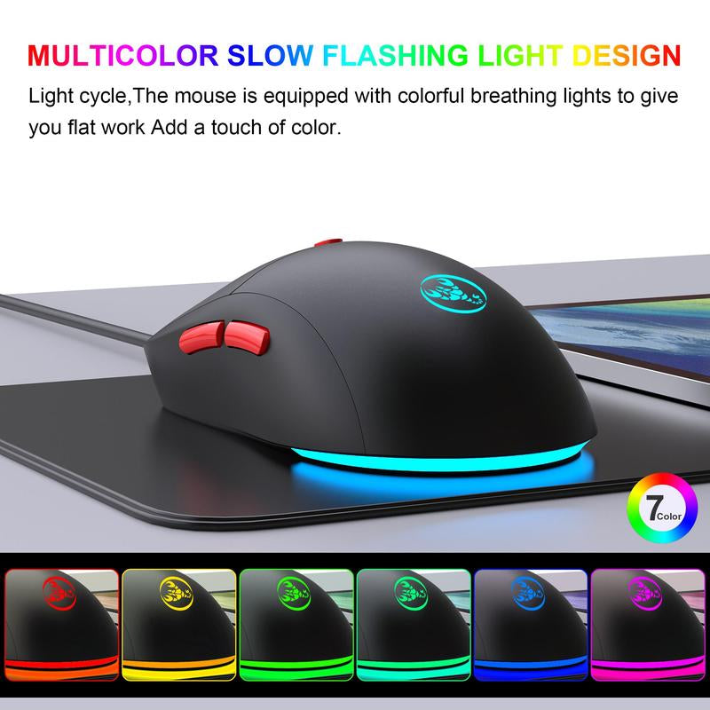HXSJ T20 Wireless Charging Mouse, 2.4G RGB Backlight Gaming Mouse, 650Mah Battery Gaming Mouse for PC, Laptop, Mac