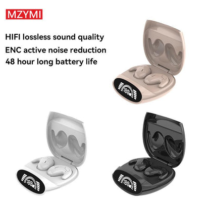 Wireless Sleep Headphones Noise Reduction Hifi Audio LED Digital Charging Silicone Workout Earbuds Mic Automatic Sports Earphones