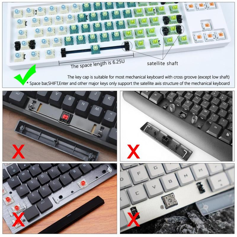 Spider Web Side Engraved Keycaps, 1 Set Transparent & Thermally Sublimated PBT Keycaps, Keyboard Accessories for Mechanical Keyboards