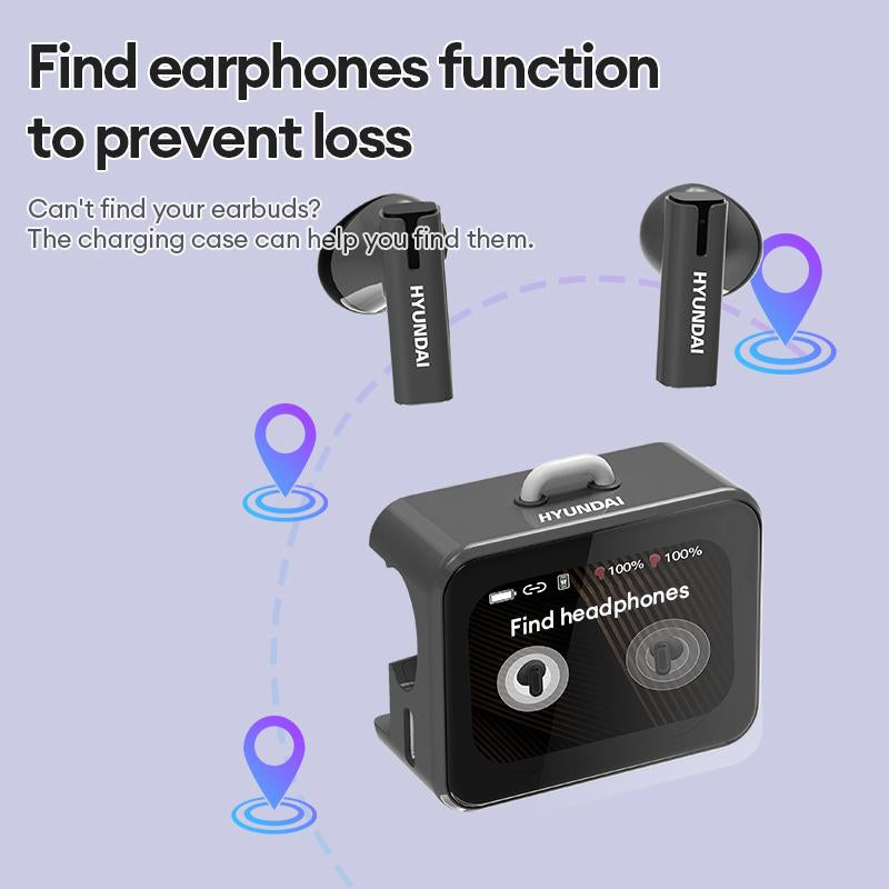 HYUNDAI C19 Multifunctional In-Ear Wireless Headphones with 2025 Bluetooth 6.0, LED Smart Screen, Find Earphones Anti-Loss Function, Hi-Fi Sound,Audio Earbuds for Music & Calls,Ideal Gift for Men & Women
