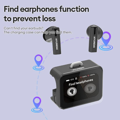 HYUNDAI C19 Multifunctional In-Ear Wireless Headphones with 2025 Bluetooth 6.0, LED Smart Screen, Find Earphones Anti-Loss Function, Hi-Fi Sound,Audio Earbuds for Music & Calls,Ideal Gift for Men & Women