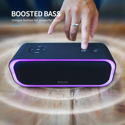 DOSS Soundbox Pro Bluetooth Speaker with 20W Stereo Sound Active Extra Bass IPX6 Waterproof TWS Multi-Colors Lights Audio Party Smartphone Speaker Protection Charging Button-Outdoorfun