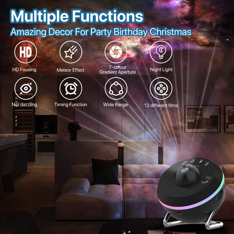 Demilare USB Galaxy Star Projector LED Light，Christmas 2024 Ornament,Globe Design Star Projection LED Light Meteor Effect, Adjustable Focus, 1/2H Timer, Home Decor, Bedroom Accessories Lights,Starry Night Lights,Planetarium Ceiling，Fallfreshness
