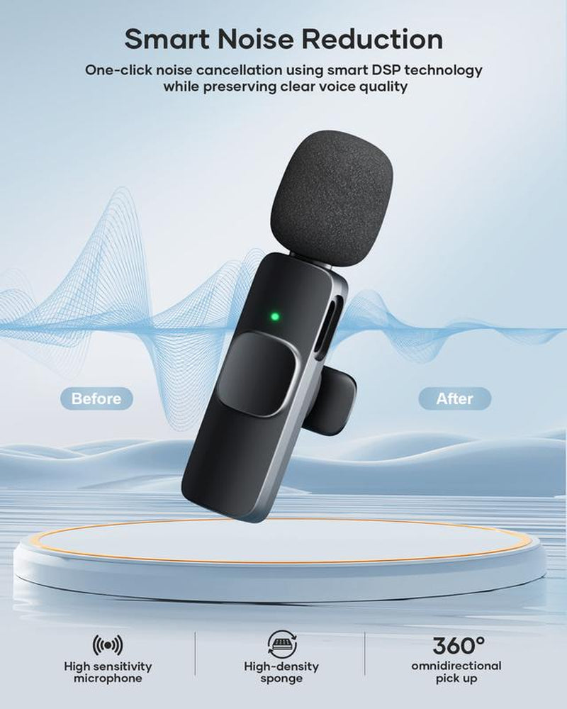 KUKIHO K9 2 Pack Wireless Lavalier Microphone for Iphone Ipad and Android Phone, Lapel Mic Plug and Play Wireless Mic Noise Reduction Microphone for Video Recording Interview Podcast Vlog Youtube Tiktok