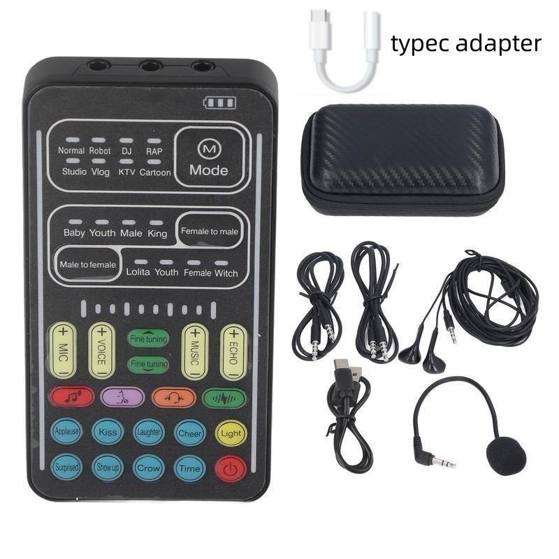 I9 Voice Changer Sound Card Portable Handheld Microphone Voice Changer