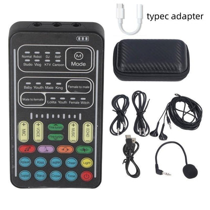 I9 Voice Changer Sound Card Portable Handheld Microphone Voice Changer