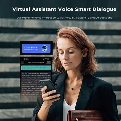 Wireless Bone Conduction Translation Earbuds with APP Support 134 Languages Translate, Intelligent Translator with Virtual Assistant, Bluetooth 5.4