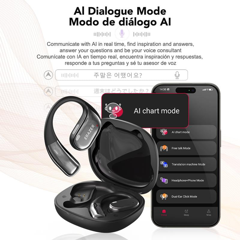 ERAZER X11 AI Translation Earbuds with APP Support 134 Languages Real Time Translate OWS Open-Ear Headphones Wireless Bluetooth 5.4 Earbuds with HD Mic Waterproof Earphones Gaming with Low Latency