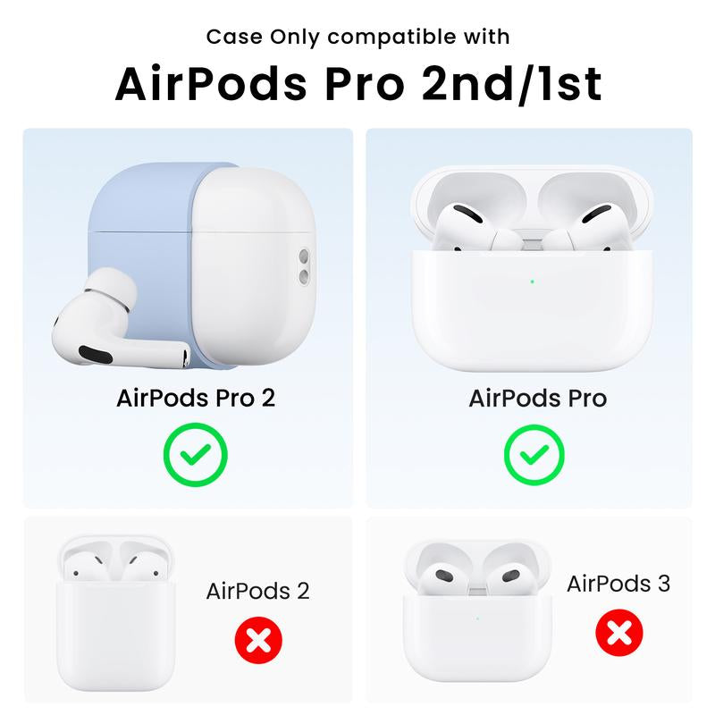 ORNARTO for Airpods Pro 2Nd/1St Generation Case with Cleaner Pen, Eartips Cover, Full Protective Soft Silicone for Airpods Pro Case 2022/2019 with Keychain, Front LED Visible Skin Cover