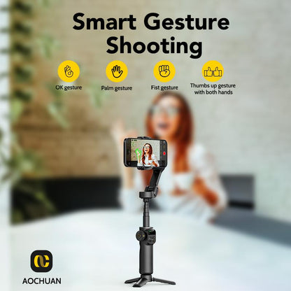 AOCHUAN Gimbal Stabilizer for Iphone, 3-Axis Smartphone Gimbal Built in 7.8' Extension Rod, Portable Gimbal Stabilizer W/Oled Display for Iphone/Android, Perfect for Tiktok Youtube Vlogging-Smart X2-2