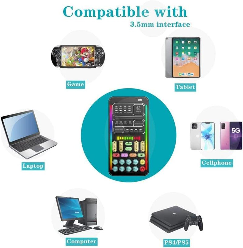 I9 Voice Changer Sound Card Portable Handheld Microphone Voice Changer