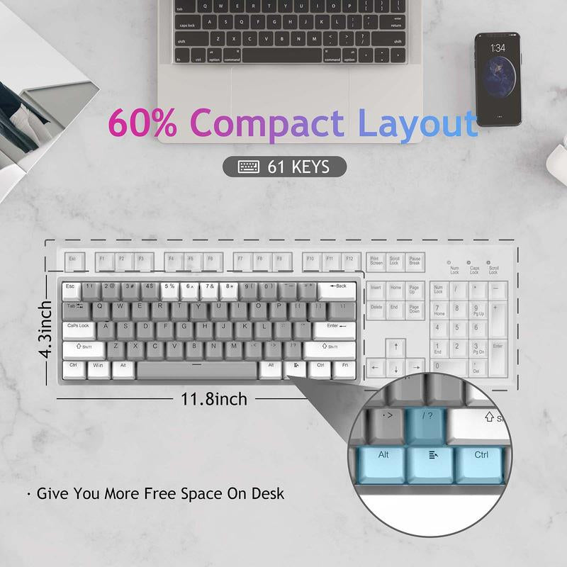AULA F3261 60 Percent Wired Blue Switch Mechanical Gaming Keyboard, 29 RGB Backlight, Hot Swappable, Mini Small Compact, Office Gaming Rainbow Backlit, Budget Cheap Keyboard Computer PC Accessories College School Supplies Back to School Fallfreshness