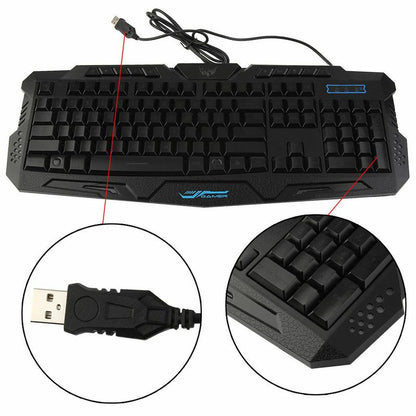 RGB Gaming Mechanical Keyboard + Mouse Set, Wired Membrane Keys Led Backlit 3 Colors